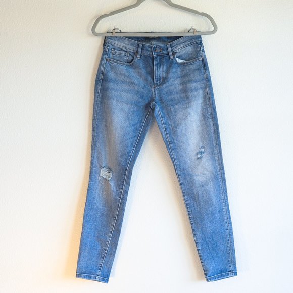 BANANA REPUBLIC Premium Denim Ripped Distressed Skinny Jeans, Size 26 - Picture 1 of 6